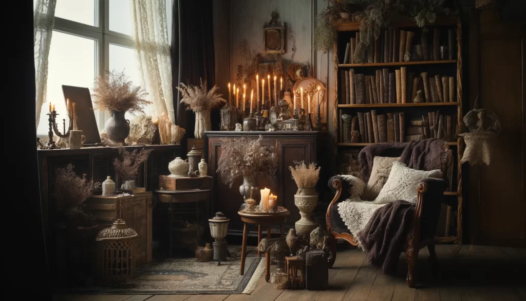 cost dark cottagecore room