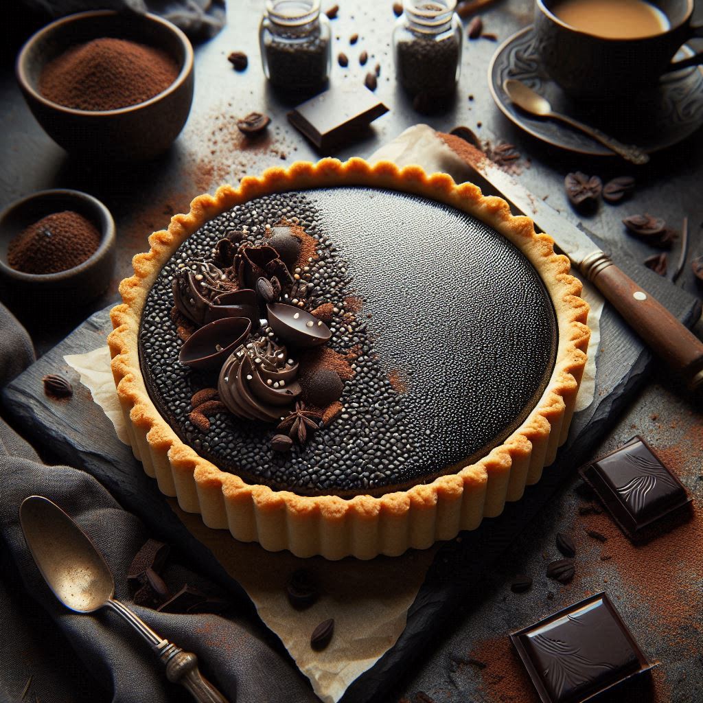 Black Sesame & Dark Chocolate Tart