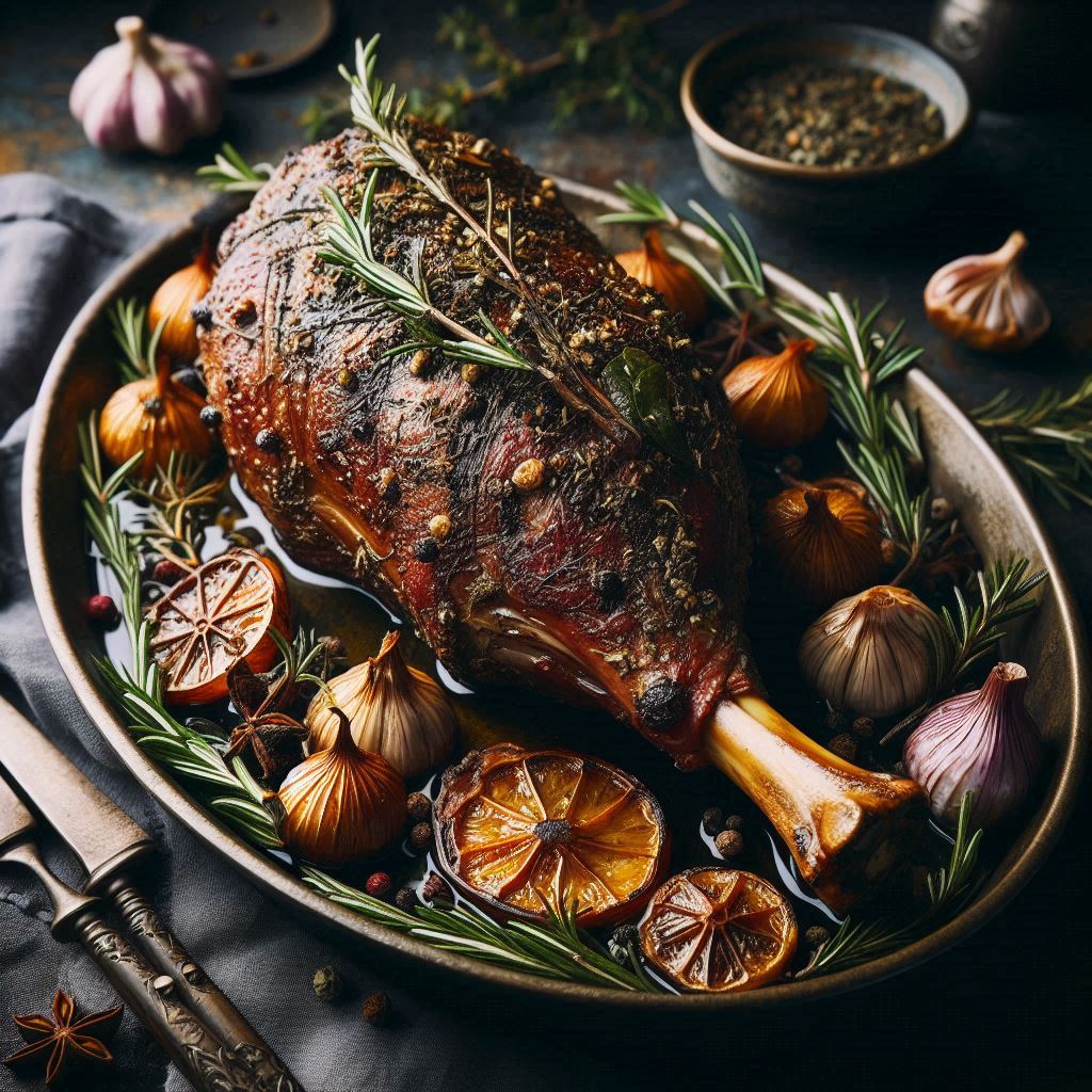 Herbal Roasted Leg of Lamb with Juniper & Rosemary
